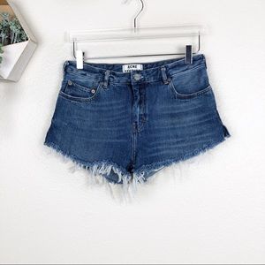 Acne distressed jean shorts raw hem